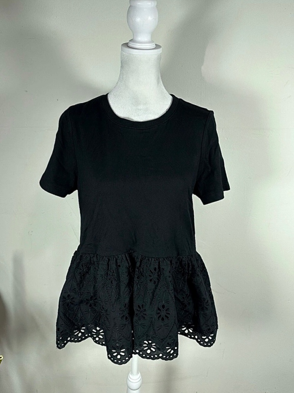 Kate Spade Broome Street peplum lace Black Top M